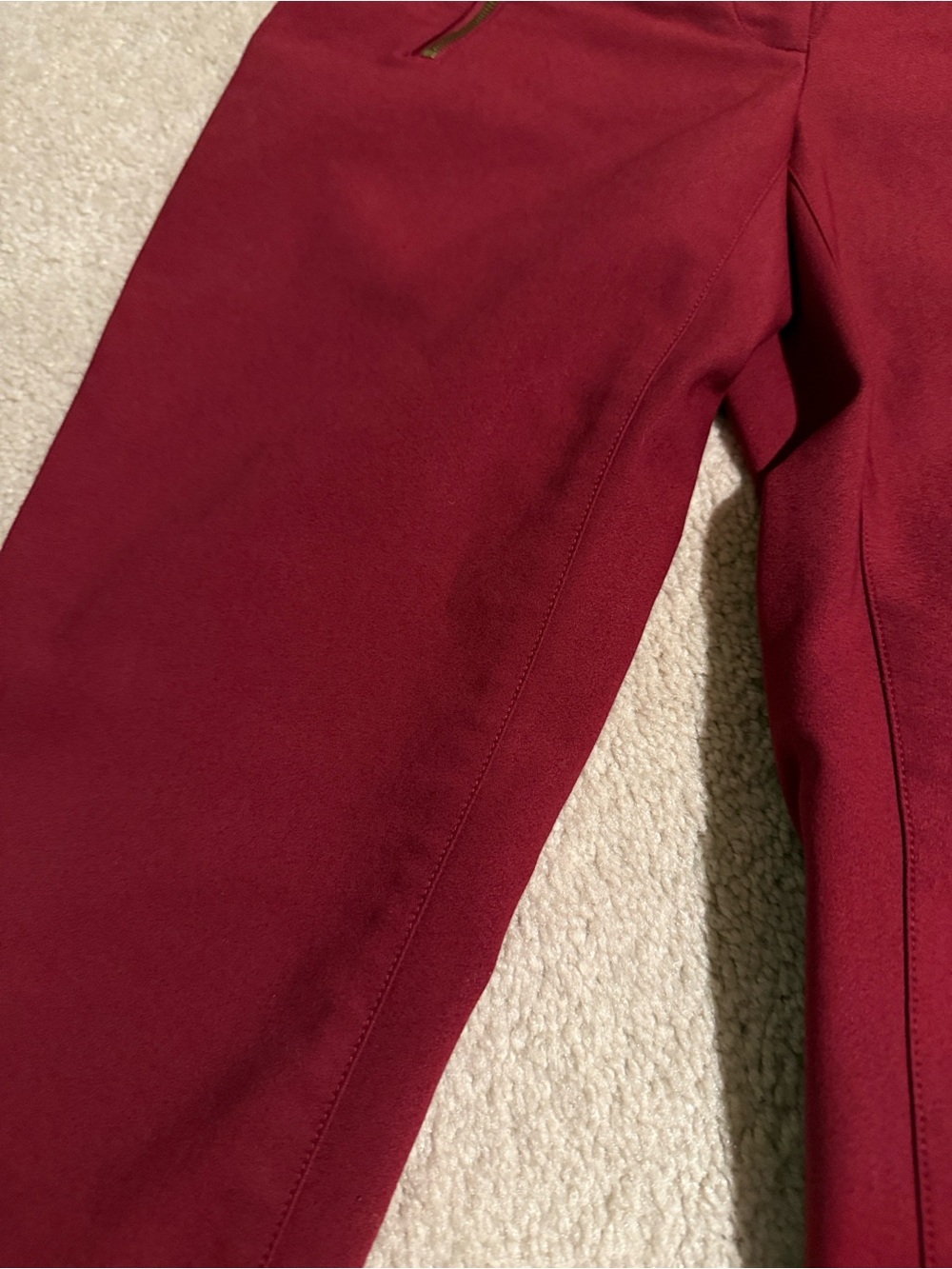 LOFT Julie Skinny Pants in Deep Red with Front Pocket Zippers - Picture 6 of 10